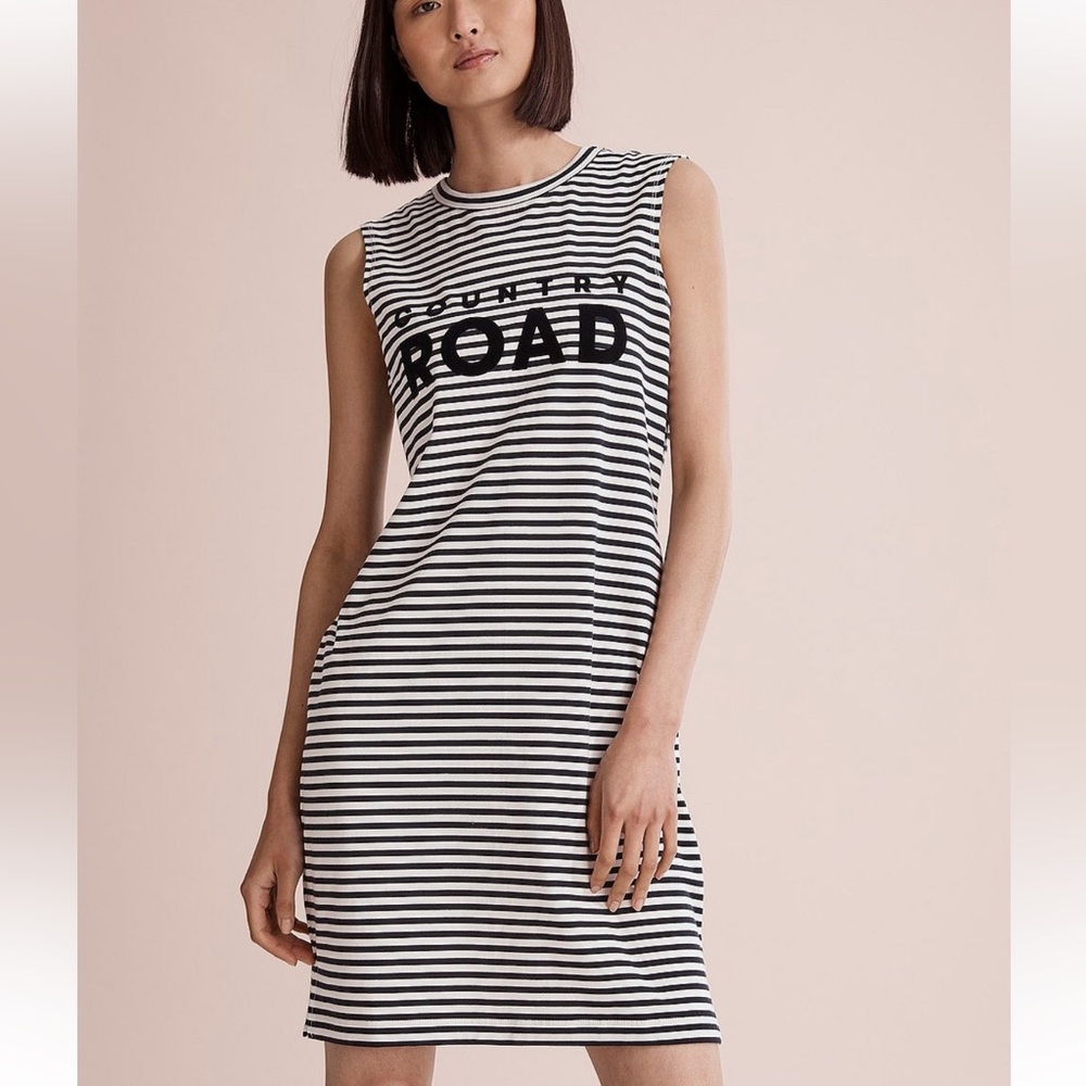 Country Road Verified Australian Cotton Stripe Modern Logo Tank Dress M
